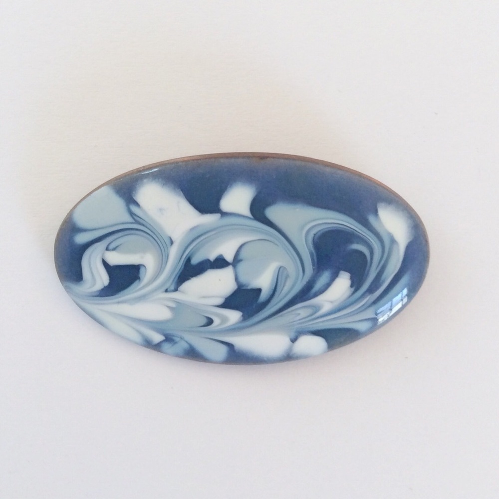 Vintage Copper and Enamel Brooch